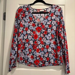 Vila Long Sleeve Dressy Floral Blouse Womens EU Sz 34 100% Lenzing Cool Season